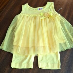 Park Bench Kids Yellow Sleeveless Dress with Leggings NWOT